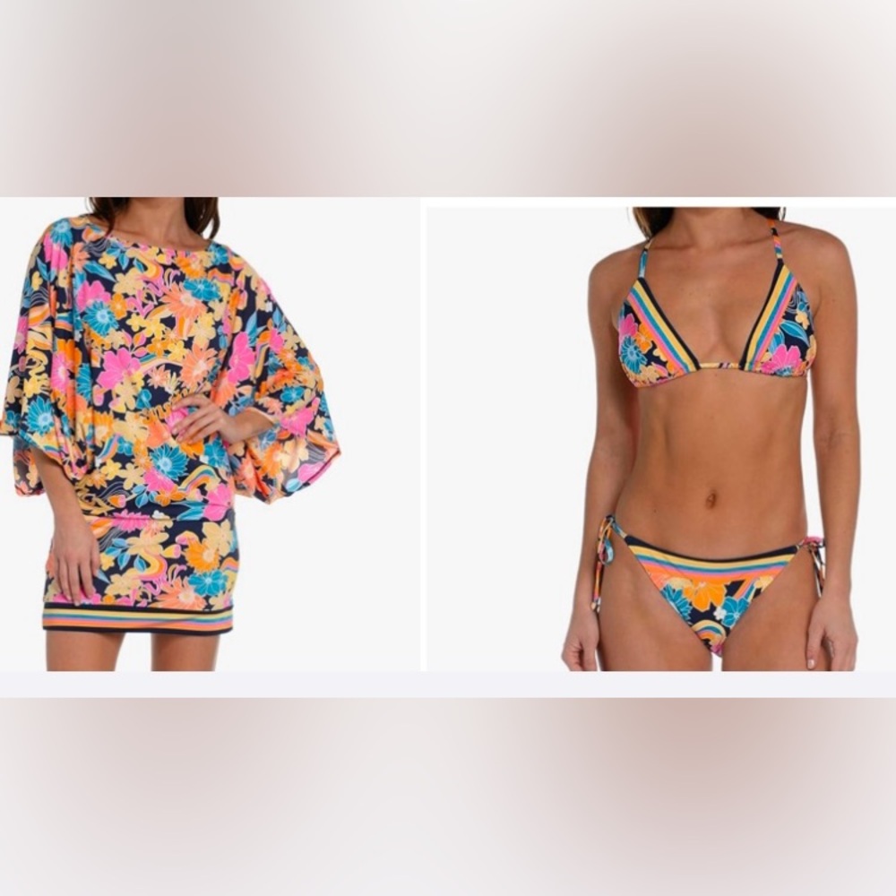 SUNSHINE 79 -LOVE SWIRL TUNIC COVER UP (M) & SWIMSUIT (SIZE 8). NEW N BAG W TAGS